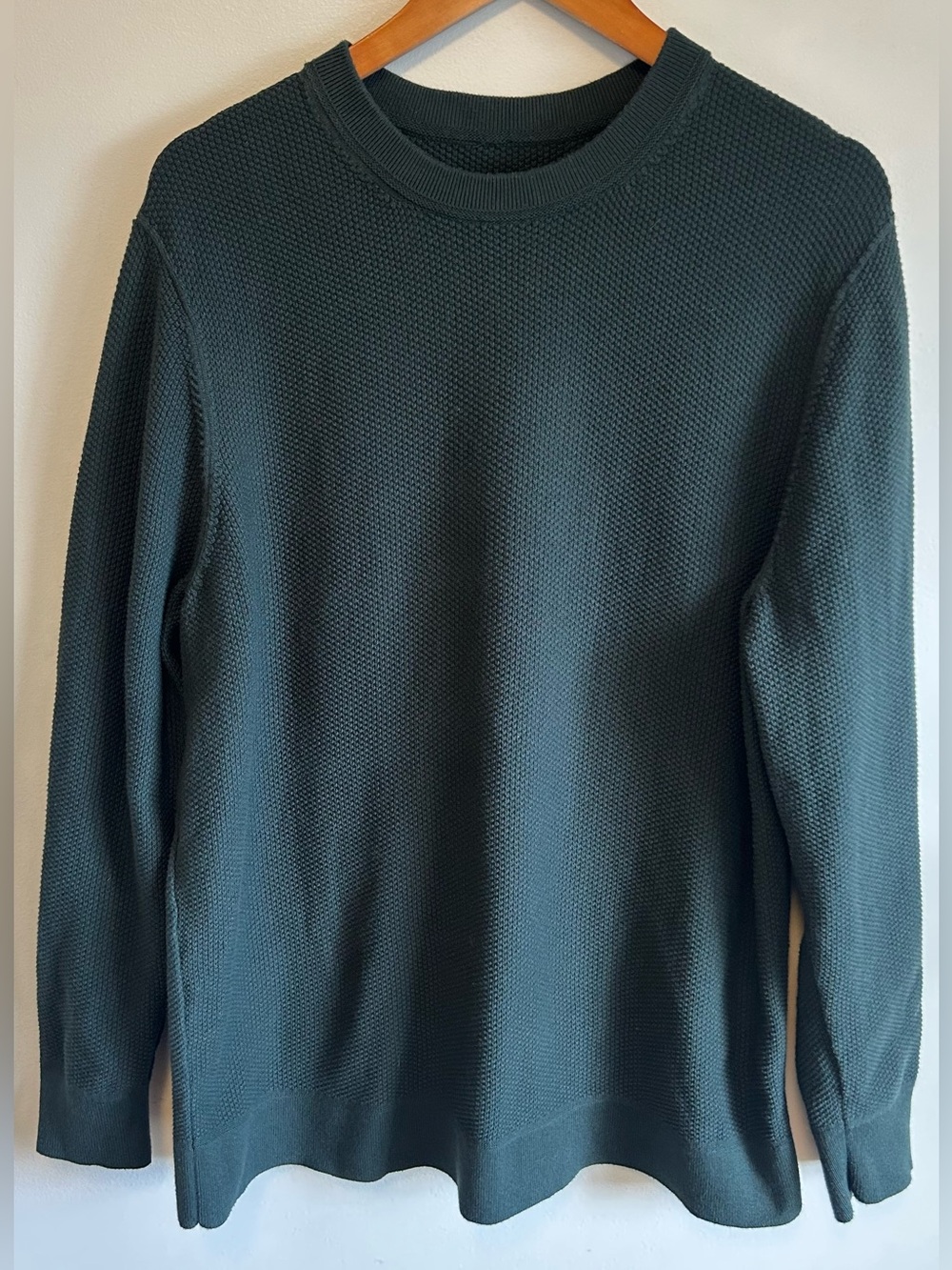 Lululemon Textured Knit Classic-Fit Crewneck Sweater Mens L Green Stretch